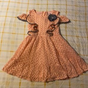 Little Lass Pink Dress with Gray Flower